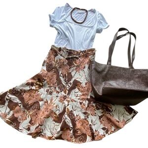 Linen blend floral skirt EUC, size 14